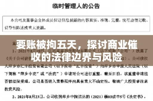 要账被拘五天，探讨商业催收的法律边界与风险