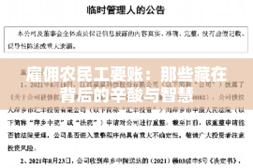 雇佣农民工要账:那些藏在背后的辛酸与智慧 雇佣农民工要账:那些藏在背后的辛酸与智慧